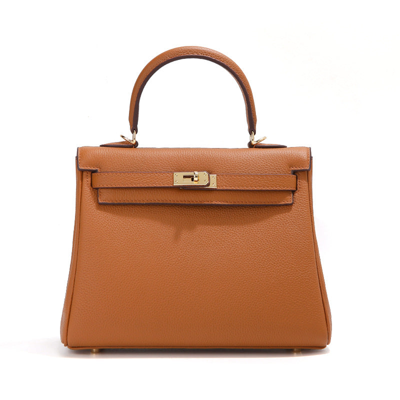 Women's High-grade First Layer Cowhide Kelly Underarm Shoulder Bags