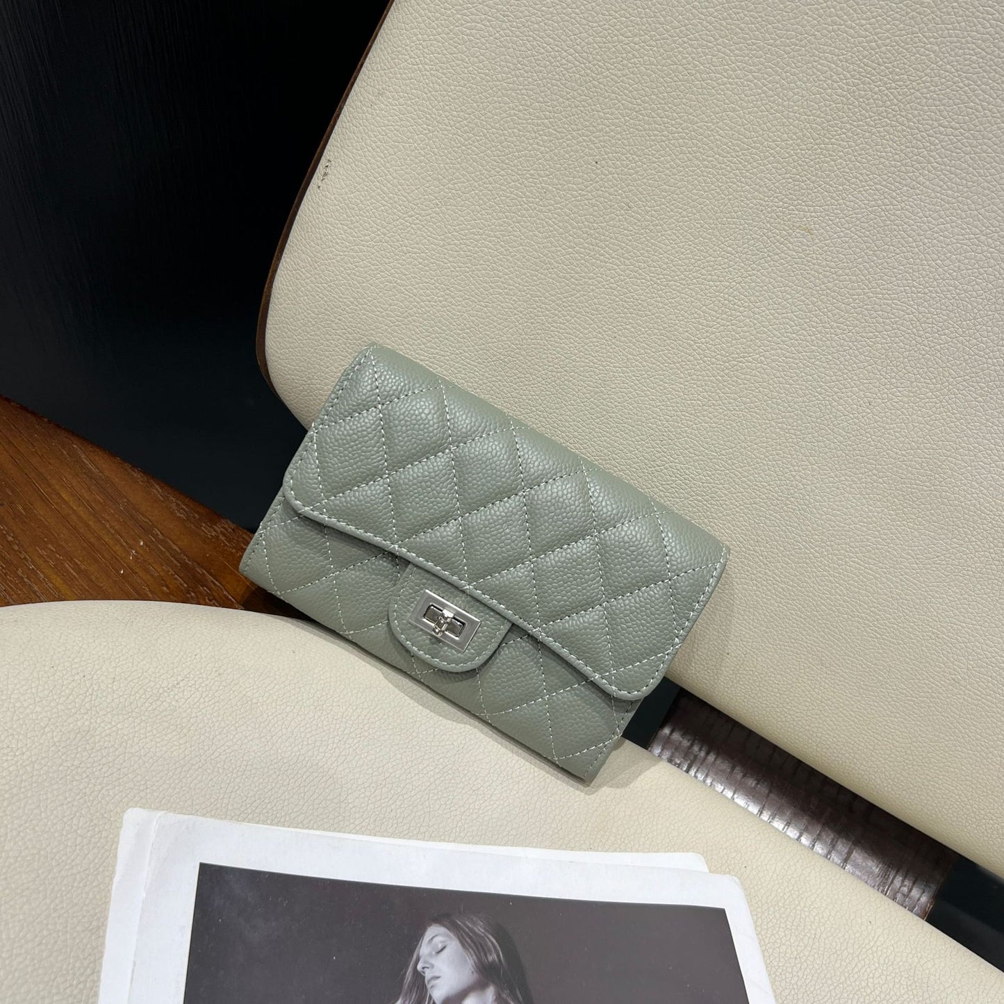 Women's Style Mid-length Leather Rhombus Large Capacity Ladies Wallets