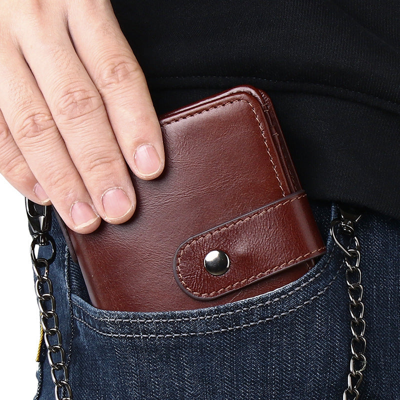 Men's Swiping Leather Multiple Slots Detachable Short Men's Wallets