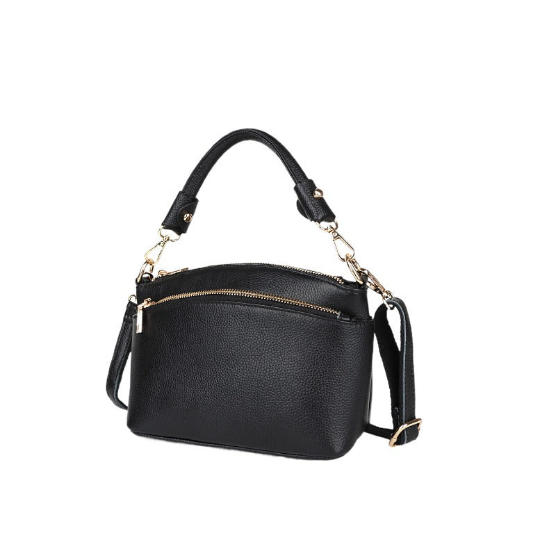 Women's Layer Cowhide Leather Fashion Shell Clear Crossbody Bags