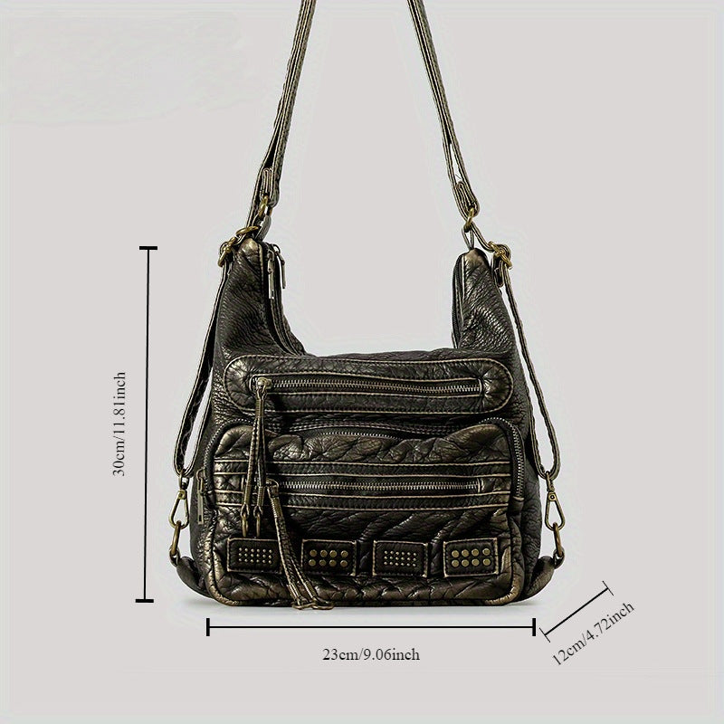 Women's Soft Leather Retro Trendy Commuter Crossbody Bags