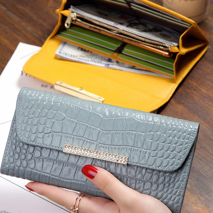 Women's Style Simple Crocodile Pattern Series Plain Ladies Wallets