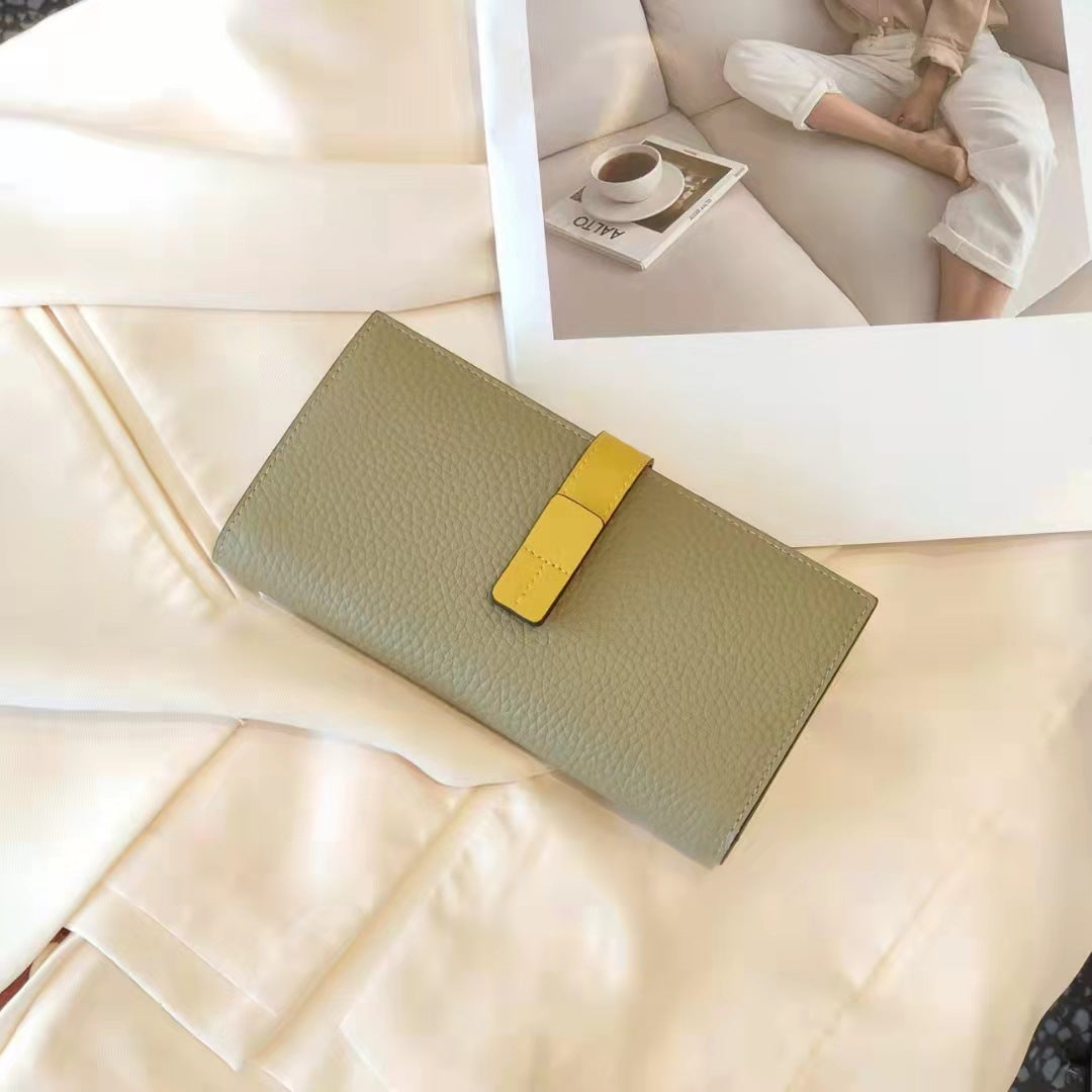Classic Long First Layer Cowhide Clutch Handbags