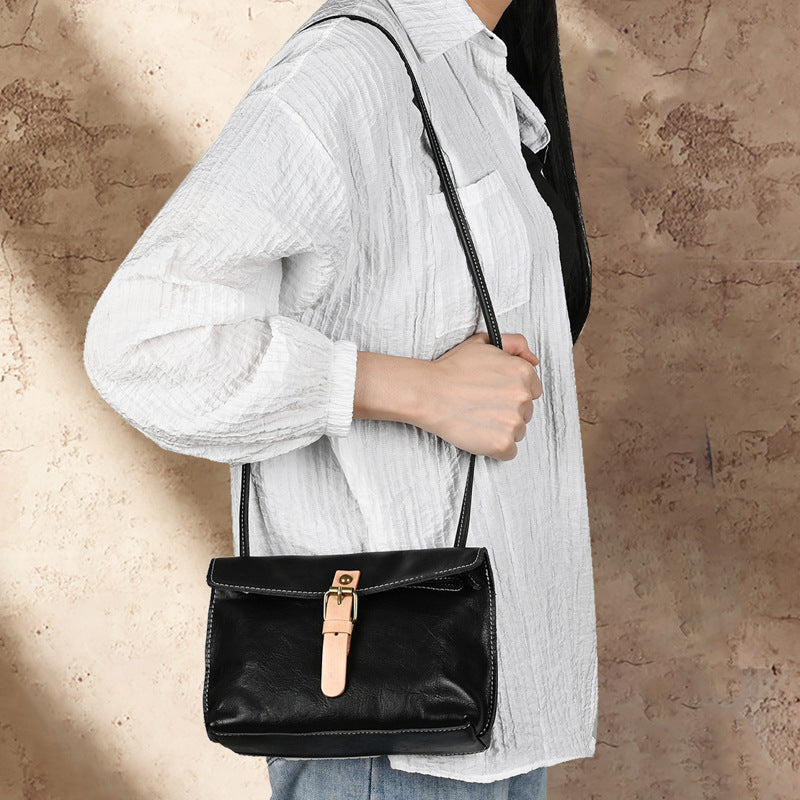 Women's Handmade Genuine Leather First Layer Cowhide Mori Style Crossbody Bags