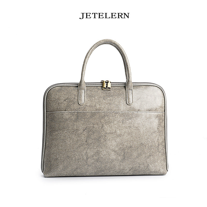 Women's Cattlehide Leather Computer Professional Commute Simple Handbags