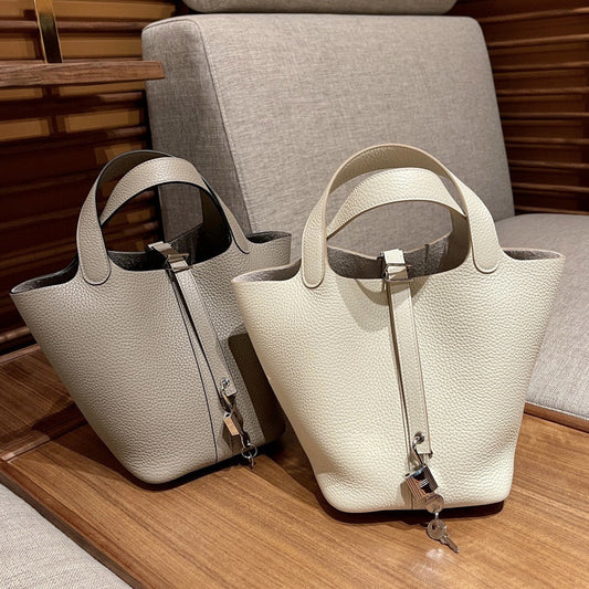 Women's Vegetable Basket First Layer Cowhide Retro Bucket Bags