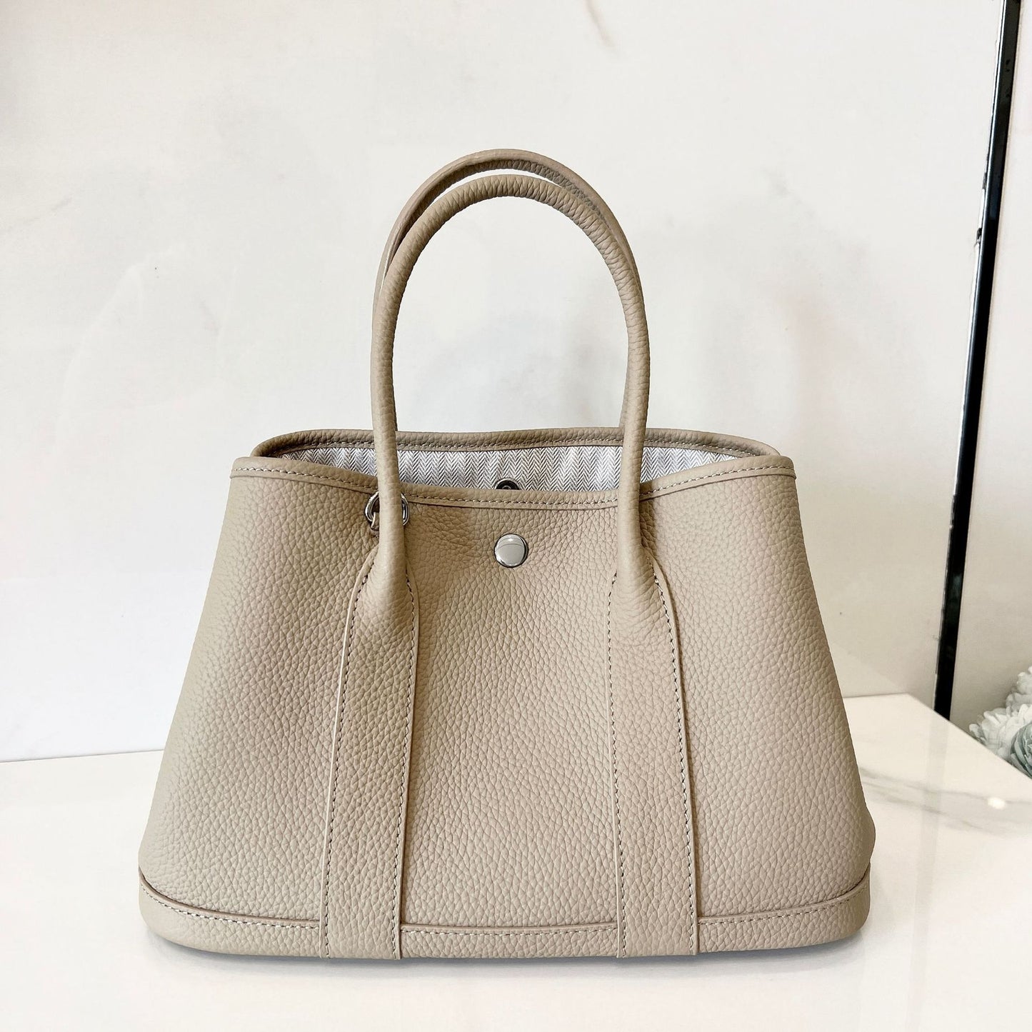 Women's Leather Litchi Pattern First Layer Large Handbags