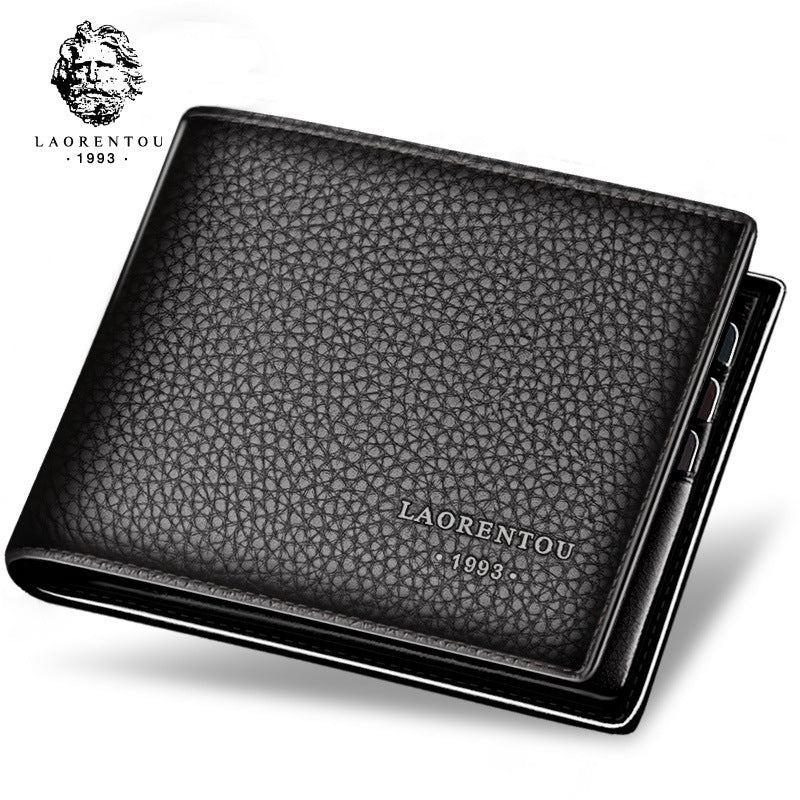 Men's License Leather Short Document First Layer Card Holder