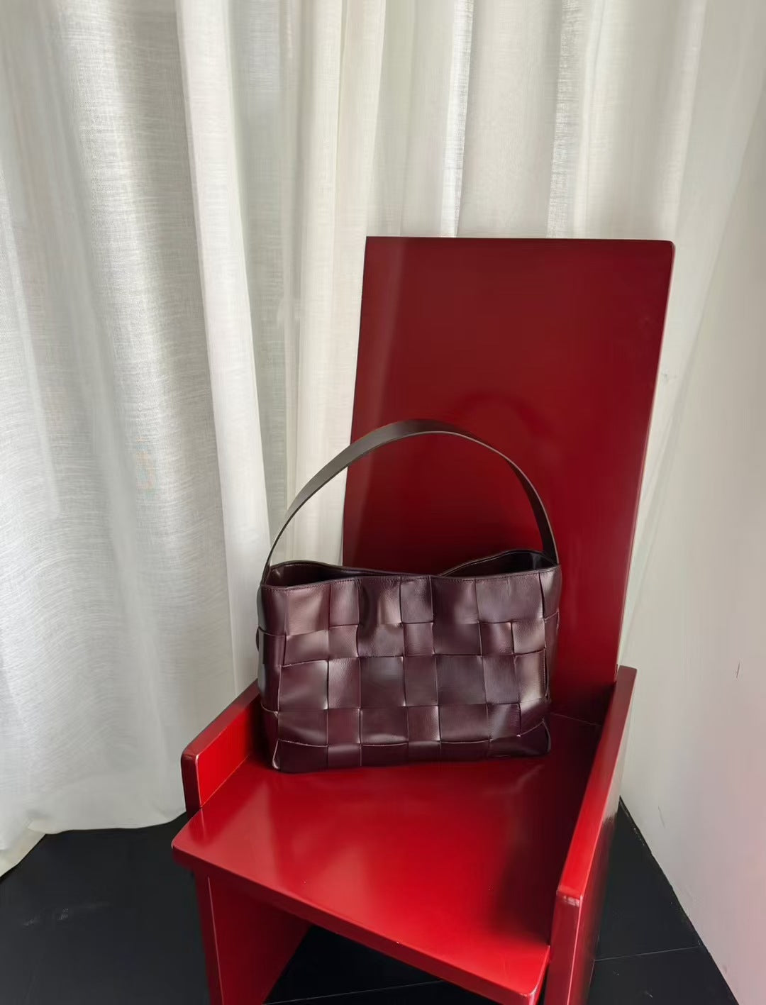 Women's Woven Design Genuine Leather Large Capacity Shoulder Bags