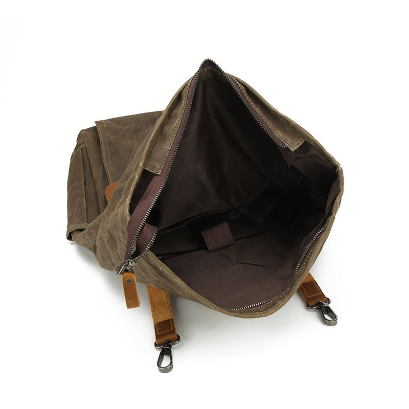 Leather Waterproof Oil Wax Canvas Leisure Computer Backpacks