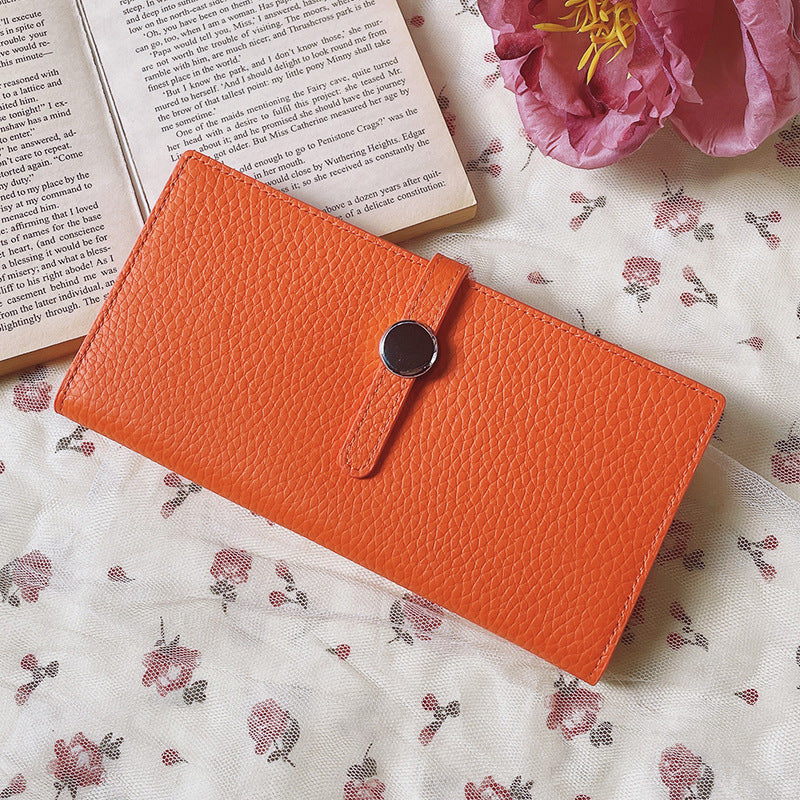 Women's Simple Genuine Cattlehide Leather Surface Multiple Ladies Wallets
