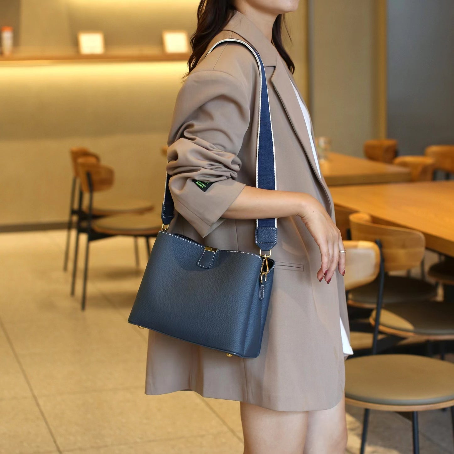 Women's Fashion Cattle Leather Trendy Commute Genuine Shoulder Bags
