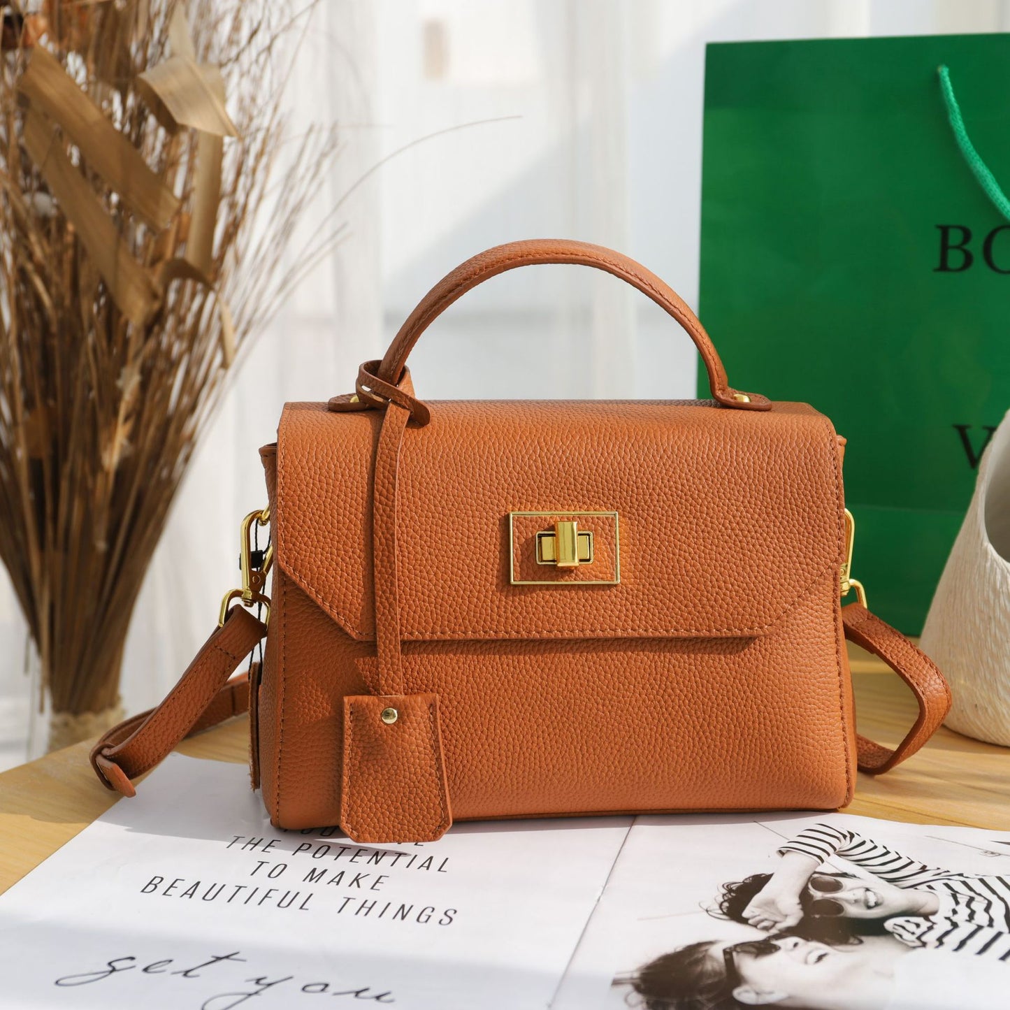 Women's Textured Soft Cowhide Leather Design Fashion Crossbody Bags