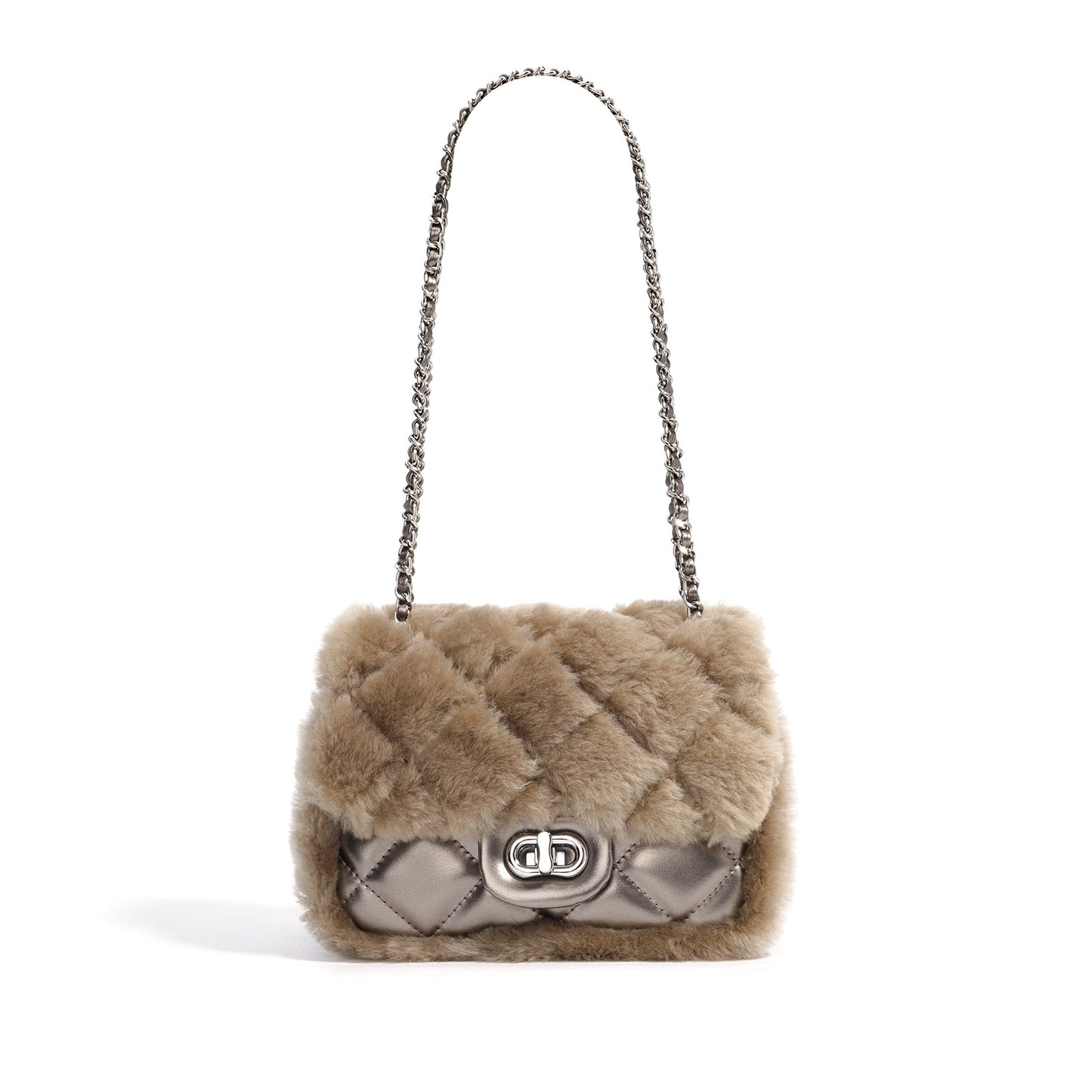 Women's Cover Plush Premium Classic Style Rhombus Shoulder Bags