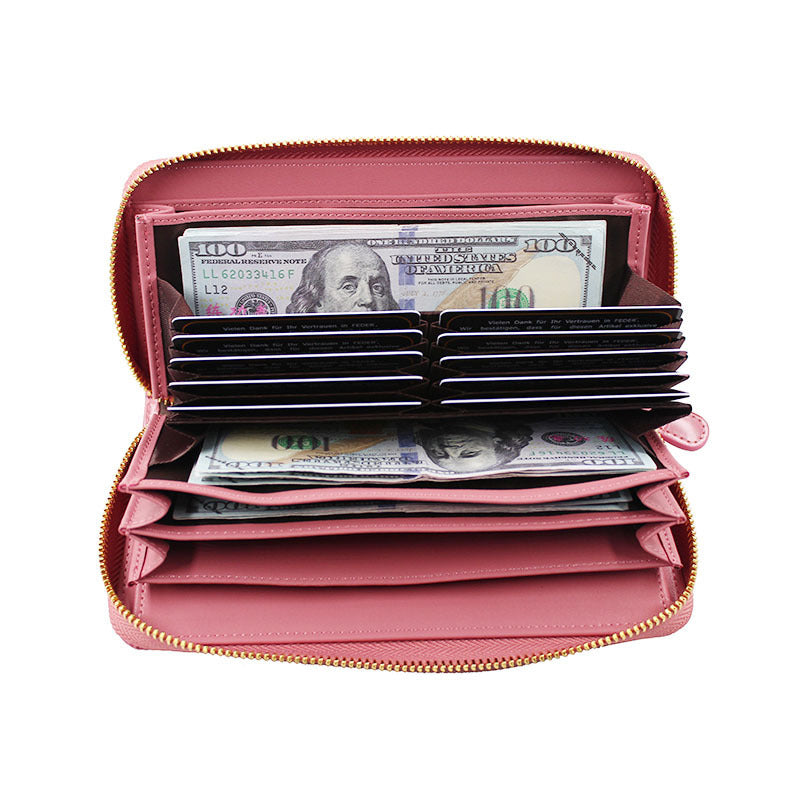 Women's Style Crocodile Pattern Clutch Expanding Cowhide Chain Long Ladies Wallets