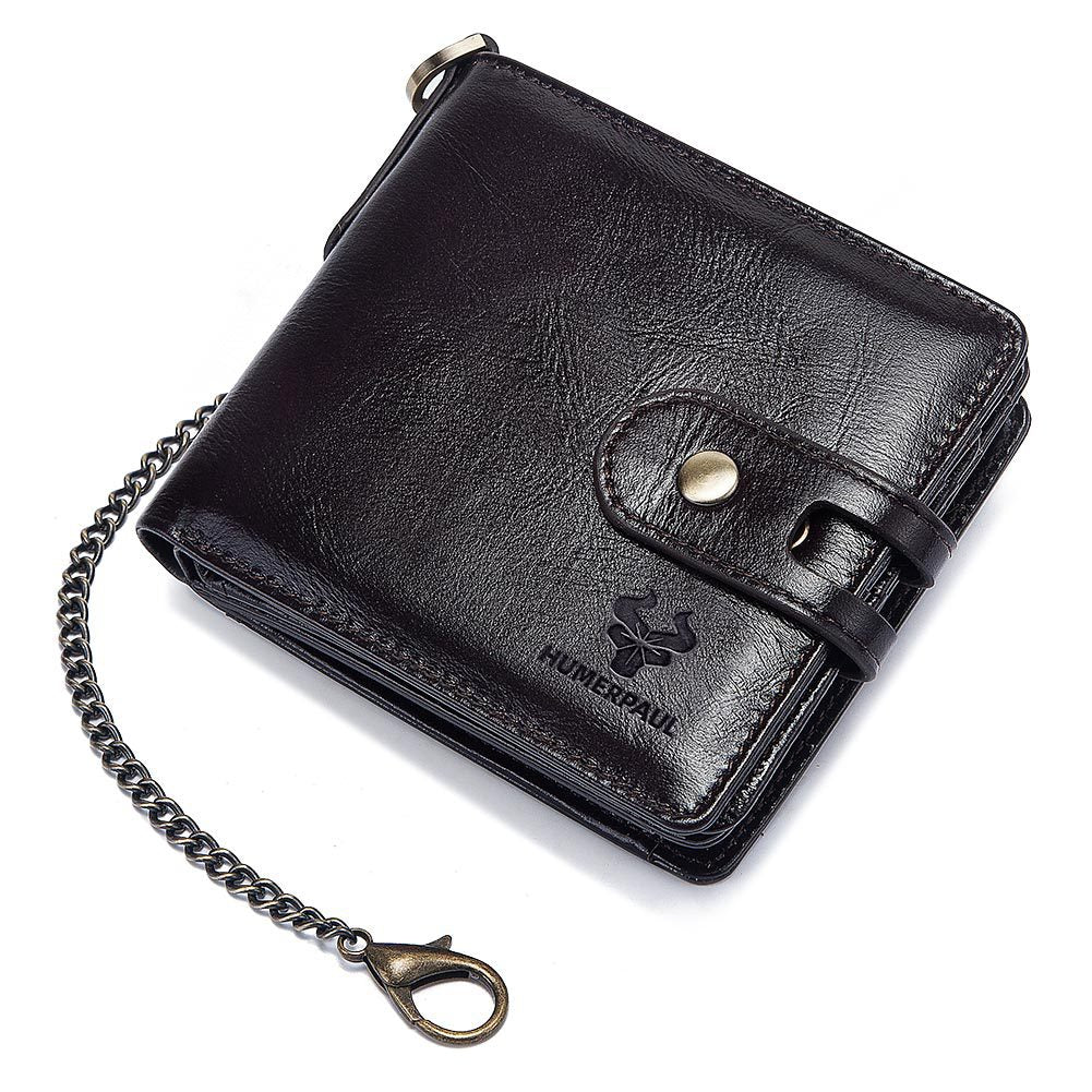 Men's Crazy Horse Zip Cowhide Genuine Leather Buckle