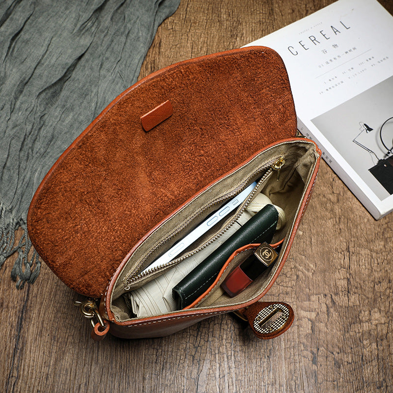 Saddle Thick Soft Vegetable Tanned Top Layer Crossbody Bags