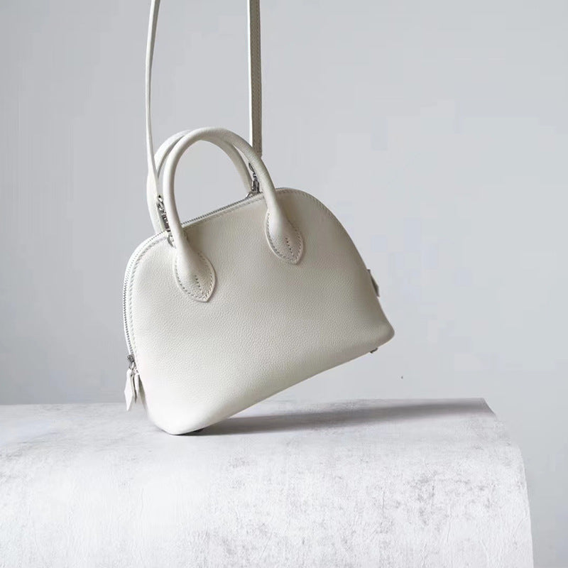 Half Wax Line Cowhide Mini Bowling Little Shell Crossbody Bags