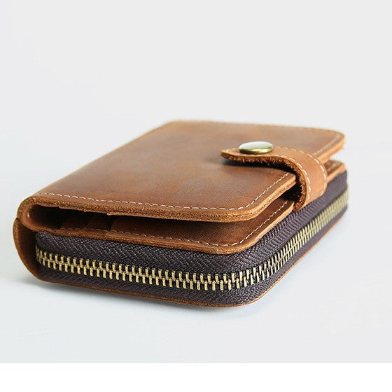 Men's Handmade Retro Short Genuine Leather Cowhide Men's Wallets