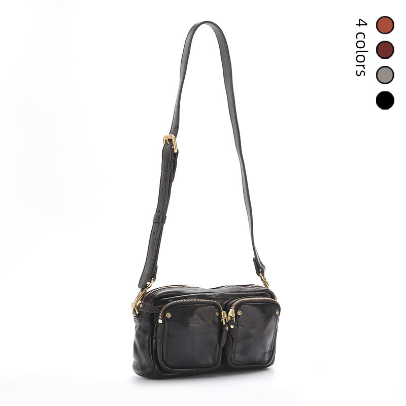 Commuter Neutral Vintage Leather Message Motorcycle Crossbody Bags