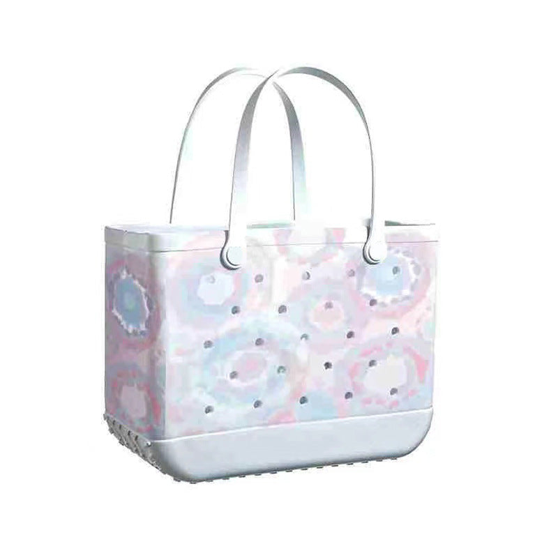 Women's Hole Beach Storage Big Printing Basket Handbags