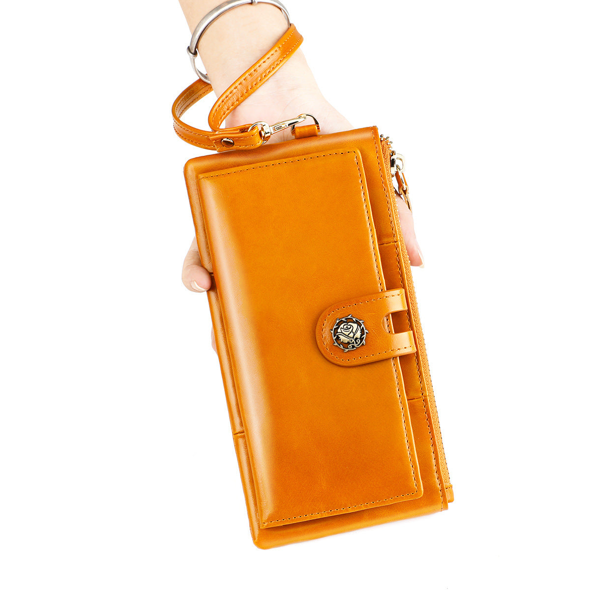 Women's Multifunctional Oil Wax Vintage Clutch Genuine Ladies Wallets