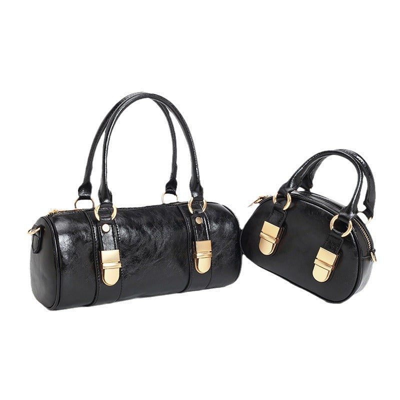 Women's Portable Boston High-grade Oil Wax Leather Crossbody Bags
