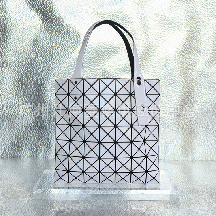 Women's Rhombus Plaid Color Matching Mirror Solid Handbags
