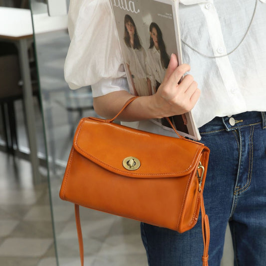 Women's Vegetable Tanned Leather Cow Single Lady's Shoulder Bags
