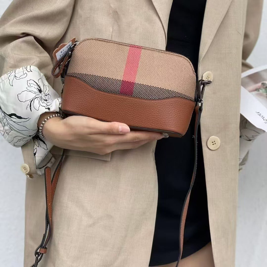 Women's Genuine Leather Fashion Cowhide Plaid Bags