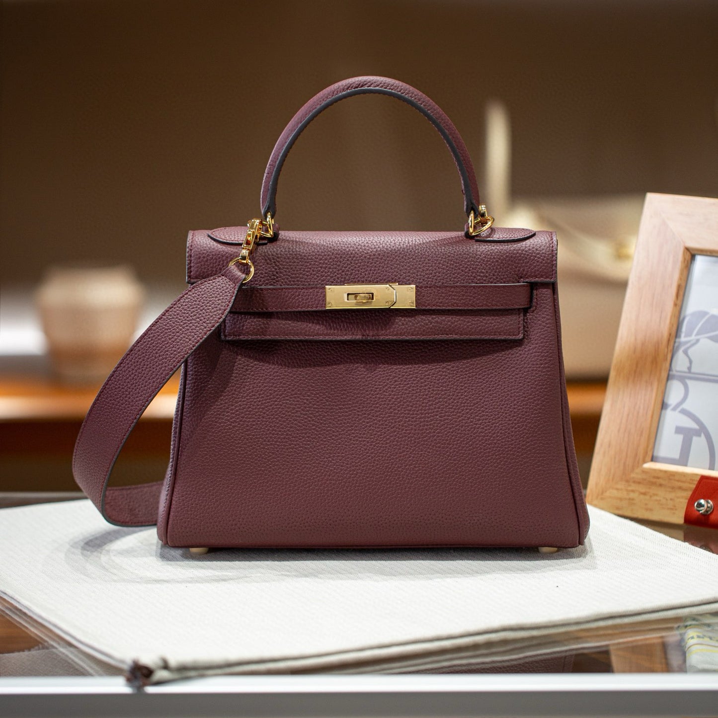 Women's Layer Cowhide Kelly Wide Strap High Handbags