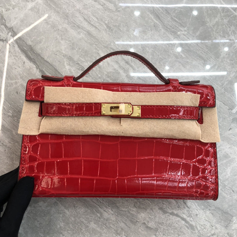 Women's Crocodile Pattern Generation Kelly Cow Leather Shoulder Bags