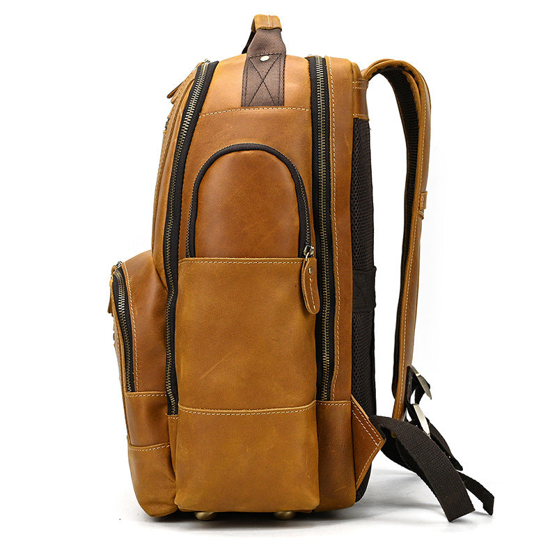 Men's Leather Crazy Horse Vintage Large Capacity Backpacks