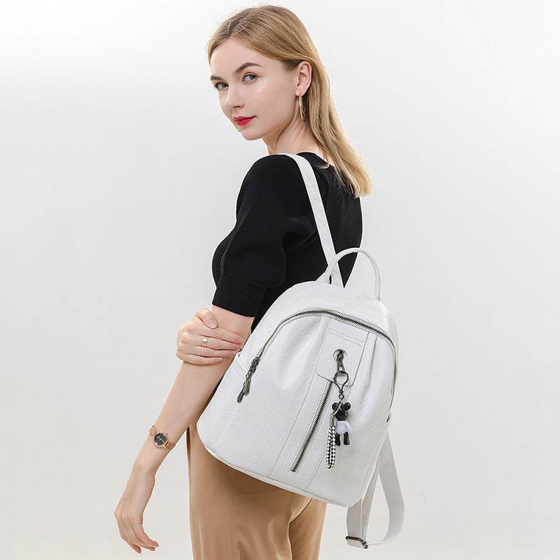 Women's Fashion Korean White Large Capacity Soft Backpacks
