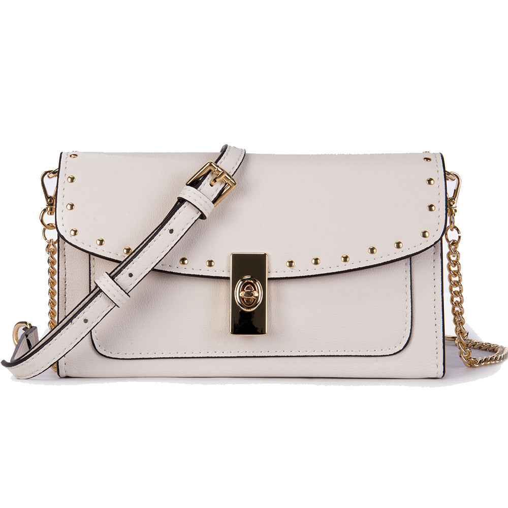 Women's Rivet Envelope Fashion Genuine Leather Chain Small Square Bags