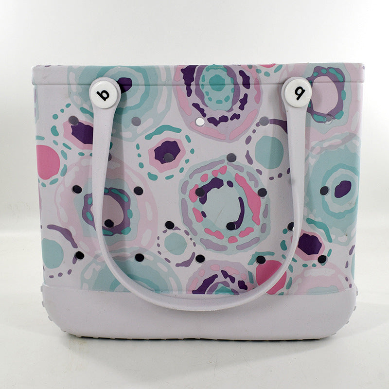 Women's Hole Beach Storage Big Printing Basket Handbags