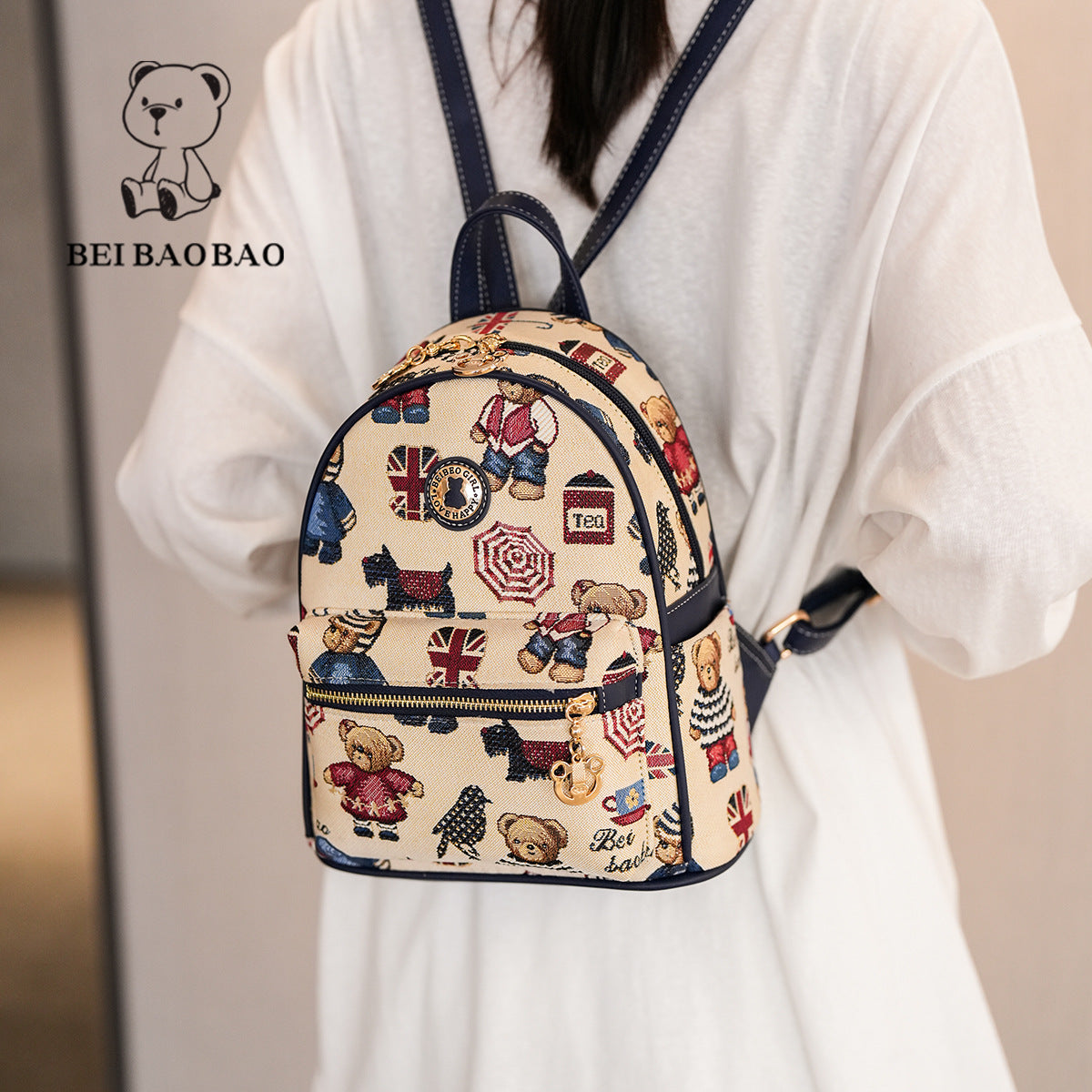 Trendy Cartoon Bear Large Capacity Canvas Bags