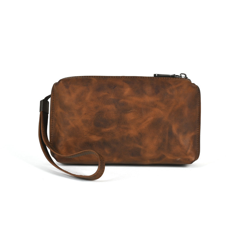 Men's Leather Soft Clutch Retro Cowhide Long Men's Wallets