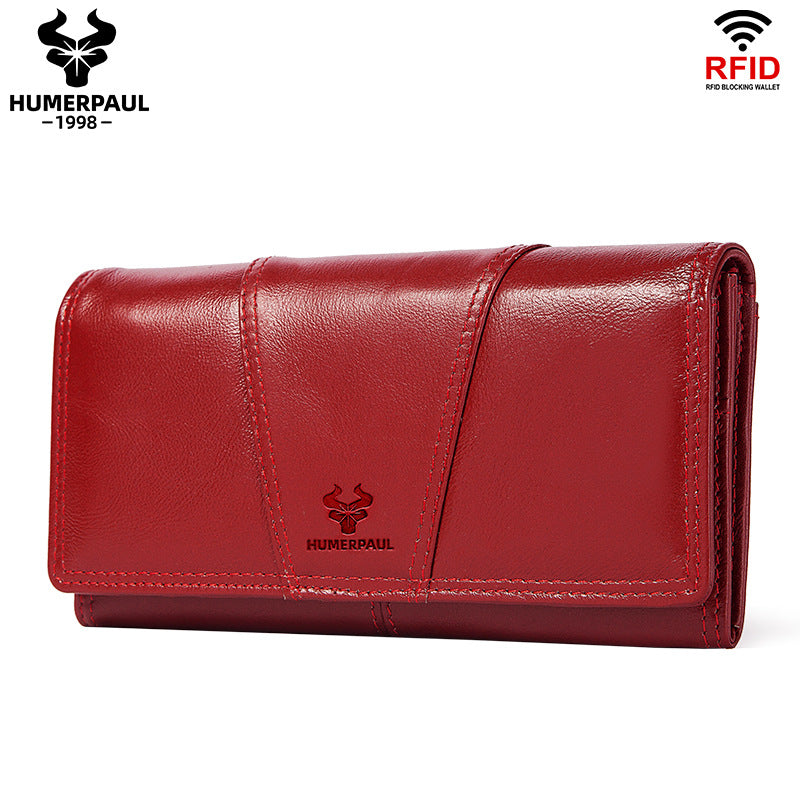 Women's Leather Retro Mobile Clutch First Layer Ladies Wallets