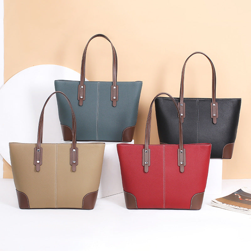 Women's Senior Large Capacity Totes Female Genuine Leather First Shoulder Bags