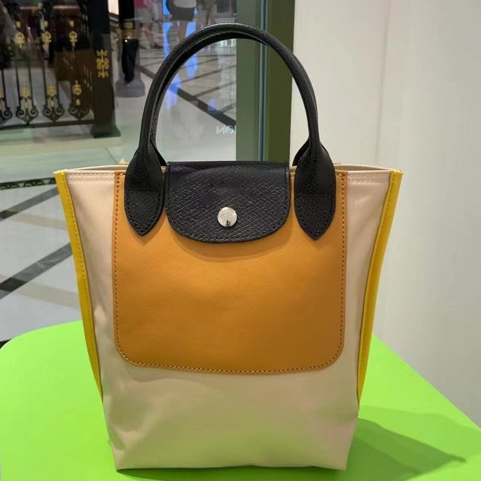 Women's Color-matching Leather Patchwork Portable Dumpling Handbags