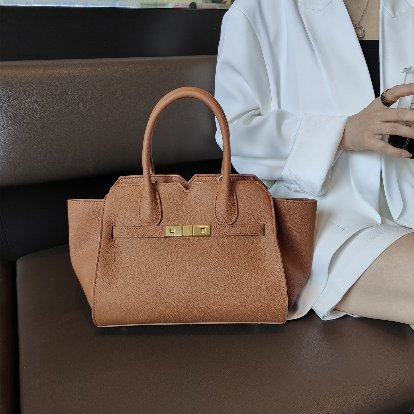Women's Top Layer Cowhide High Sense Large Handbags