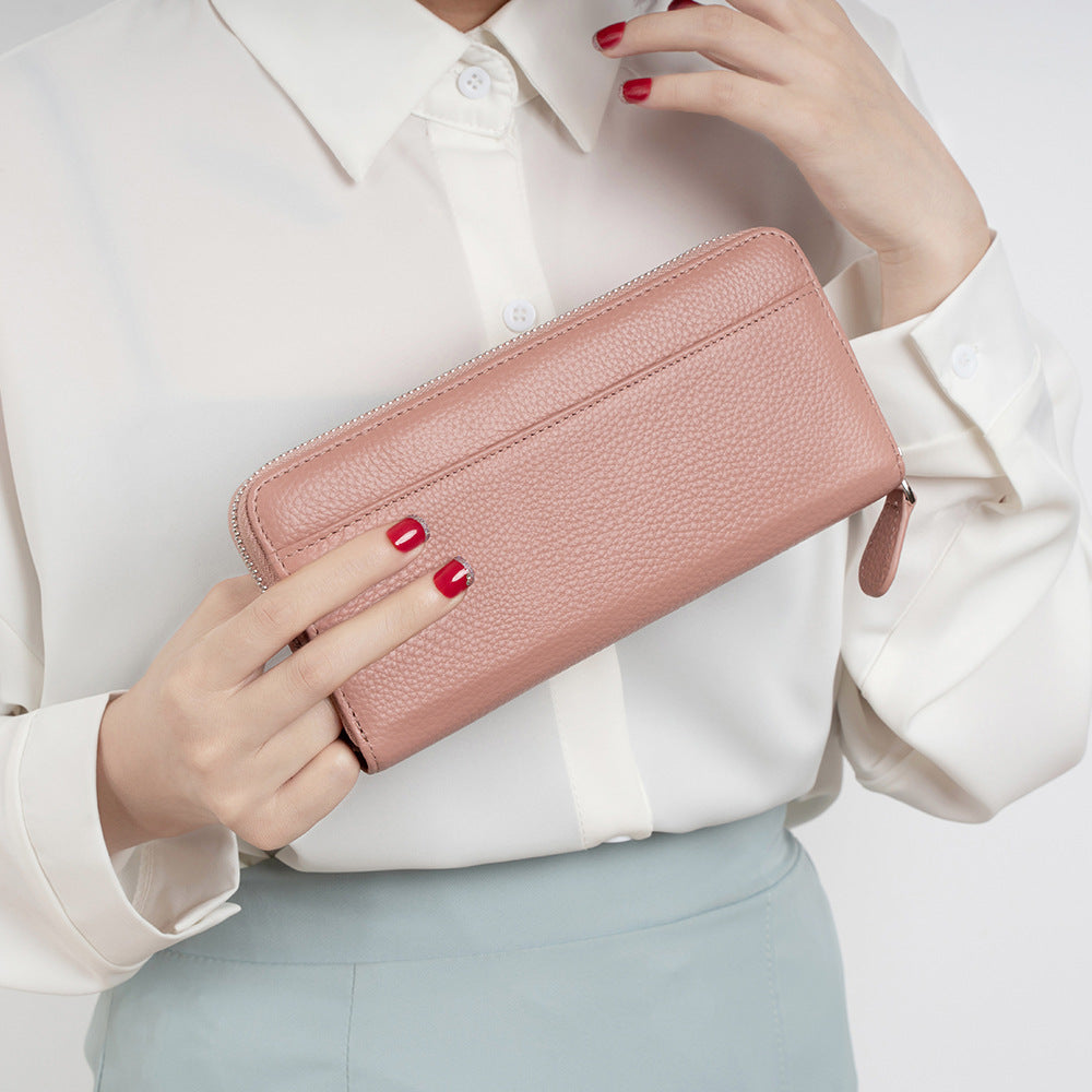Women's Long Genuine Leather Multiple Slots Large Ladies Wallets