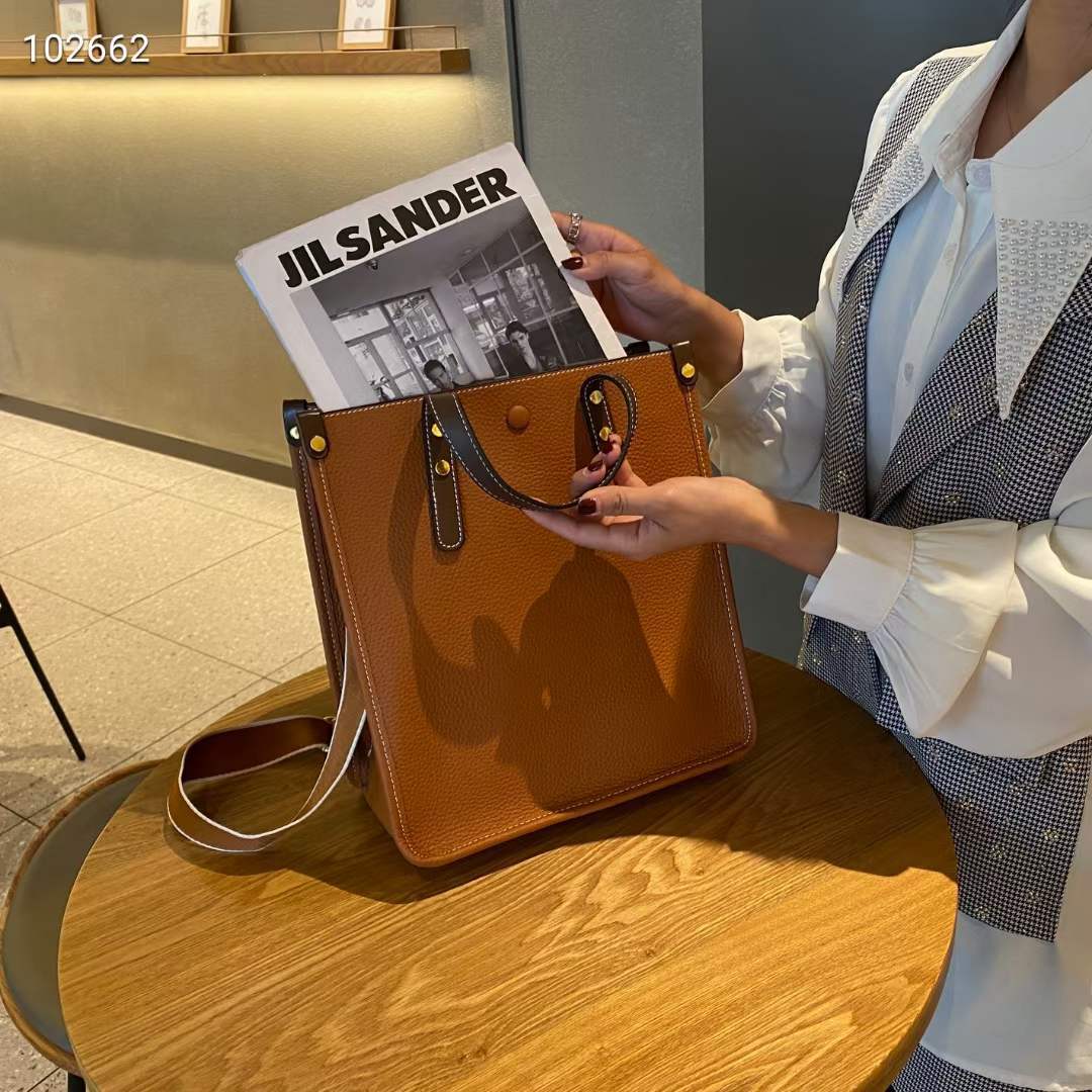 Women's Paper Genuine Leather Large Capacity Temperament Handbags