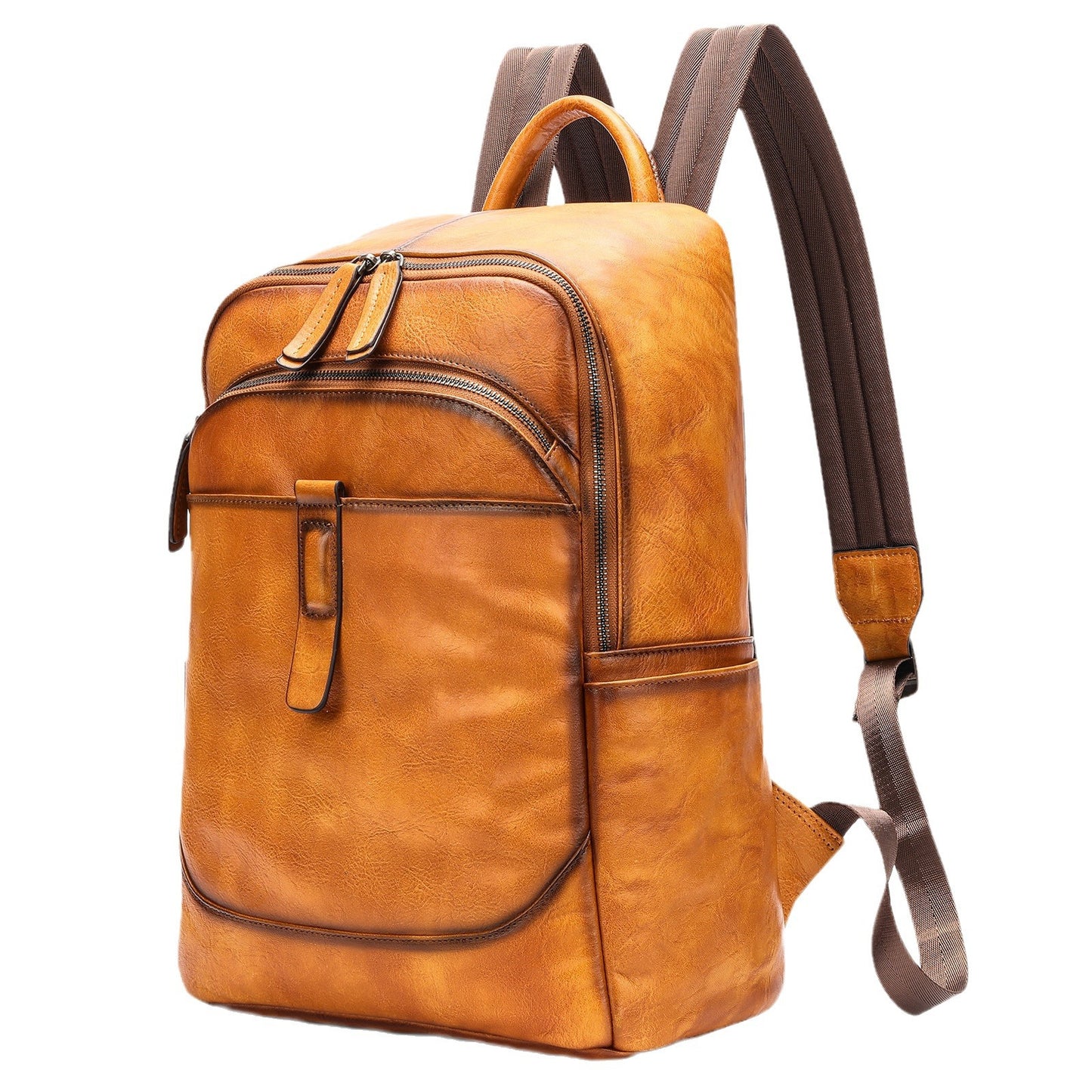 Men's Handmade First Layer Cowhide Business Leather Backpacks