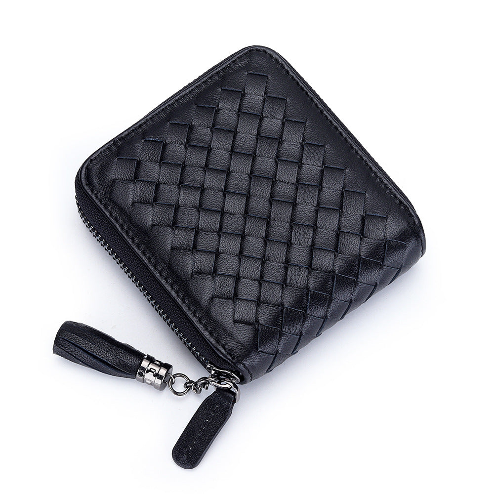 Women's Short Sheepskin Zipper Classic Genuine Leather Ladies Wallets