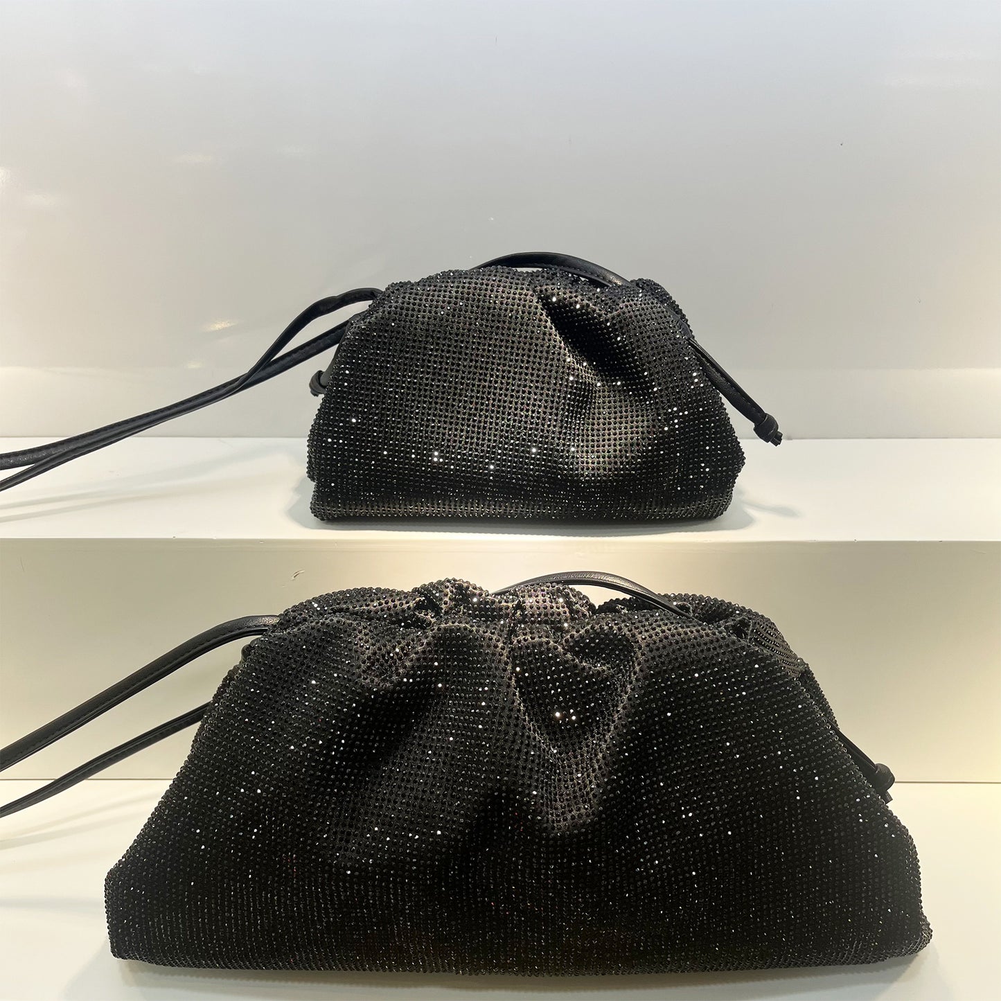 Women's Water Bright Crystal Cloud Fashion Commuter Pleated Crossbody Bags