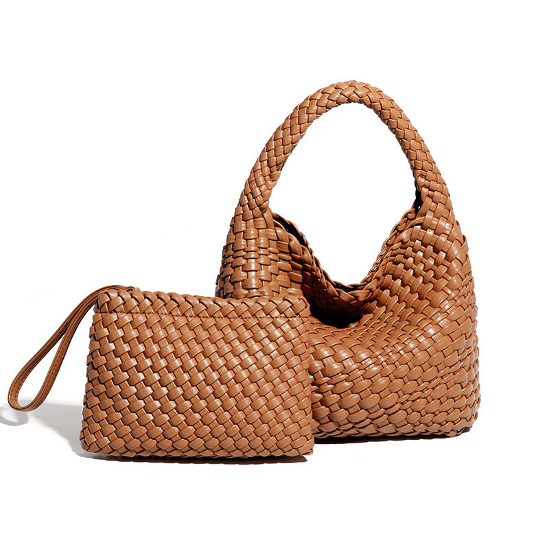 Women's Korean Style Fashionable Woven Pure Color Handbags