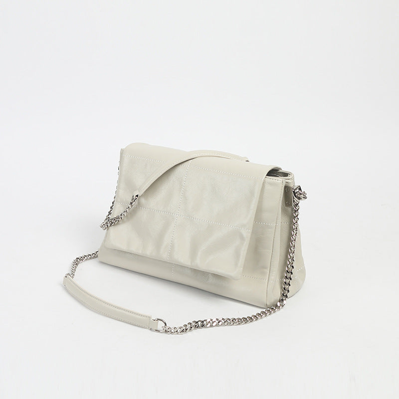 Women's Leather Made Korean Chain Simple Fashion Underarm Large Shoulder Bags