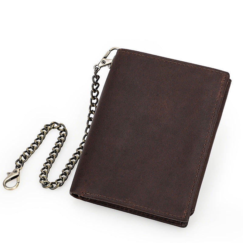 Men's Man Retro Crazy Horse Vertical Twee Men's Wallets